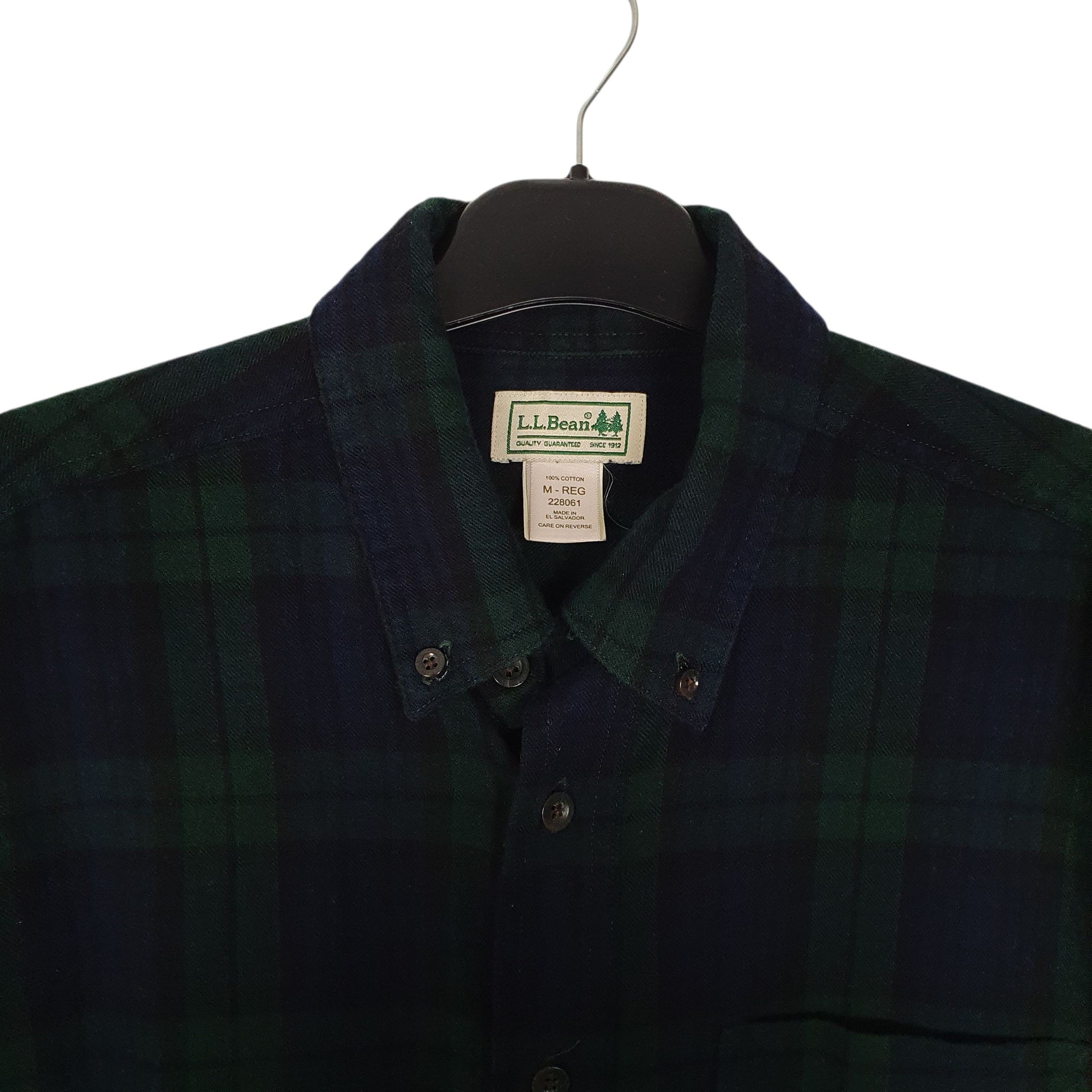 Mens Navy L.L.Bean Scotch Plaid Flannel  Shirt