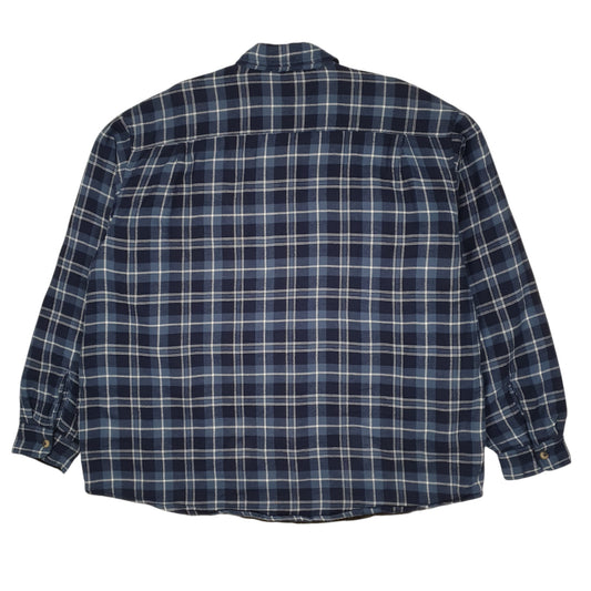 Mens Navy Wrangler Workwear Plaid Insulated  Coat