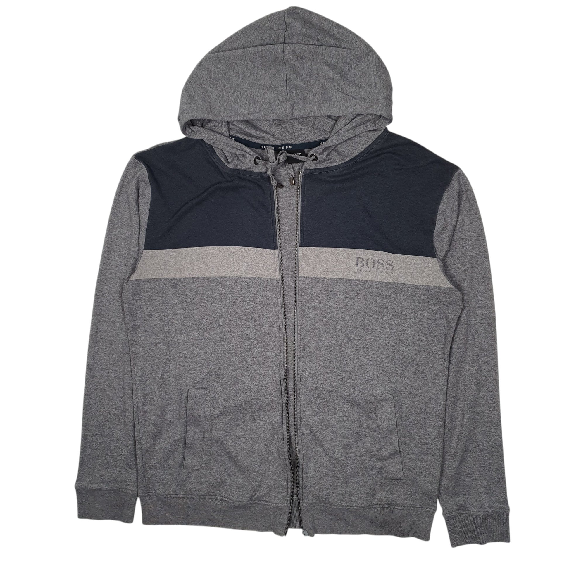 Mens Grey Hugo Boss Hoodie Full Zip Jumper