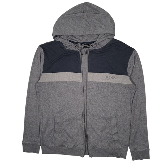 Mens Grey Hugo Boss Hoodie Full Zip Jumper