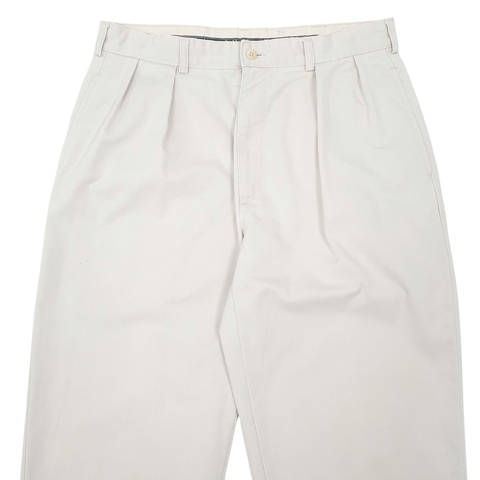 Mens Cream Polo Ralph Lauren Double Pleated Andrew Pant 90s  Trousers