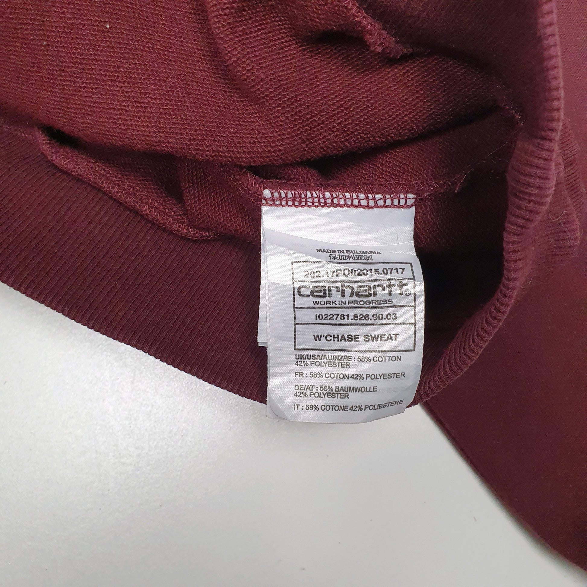 Womens Burgundy Carhartt WIP Chase Sweat Crewneck Jumper