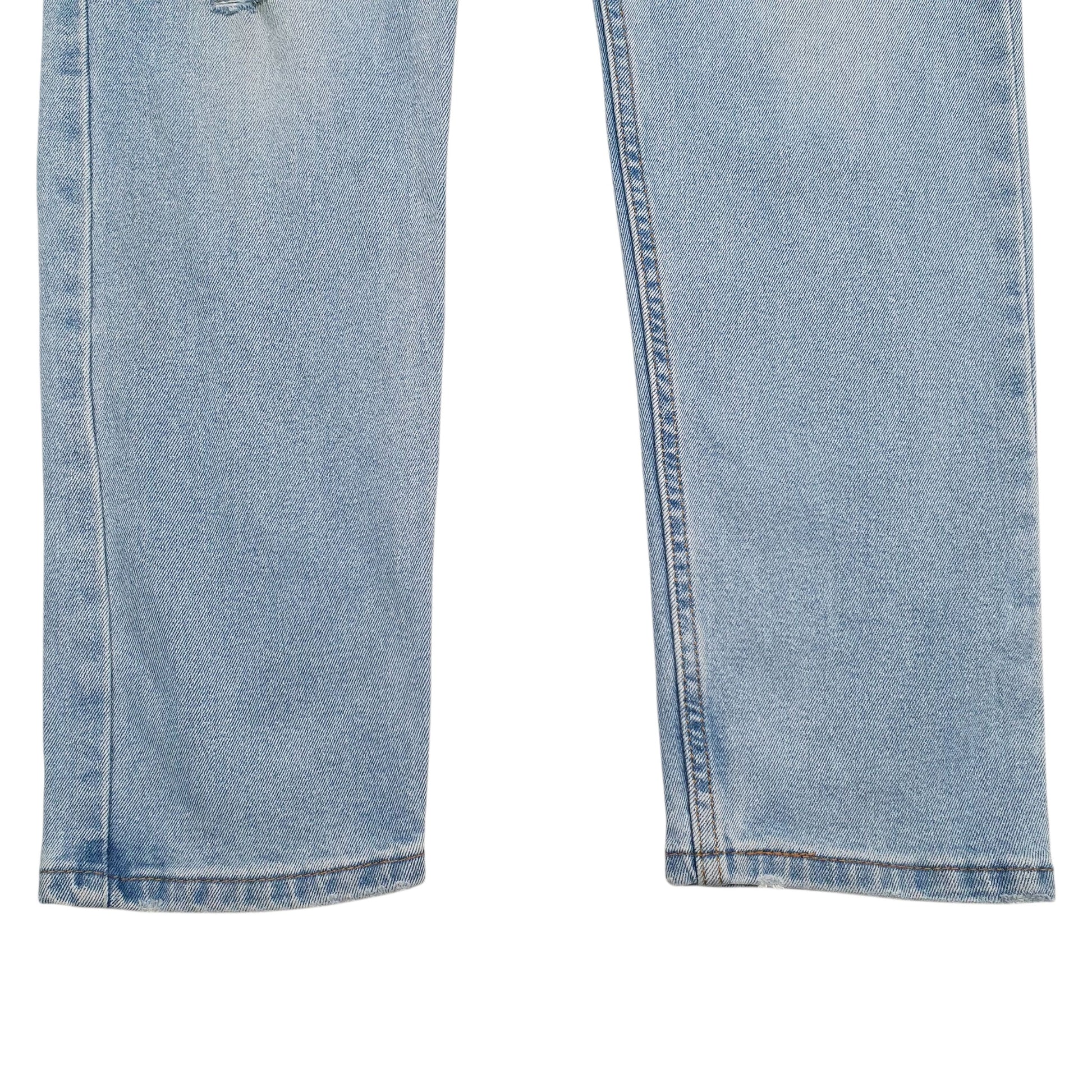 Mens Blue Levis Distressed Crewneck Jeans