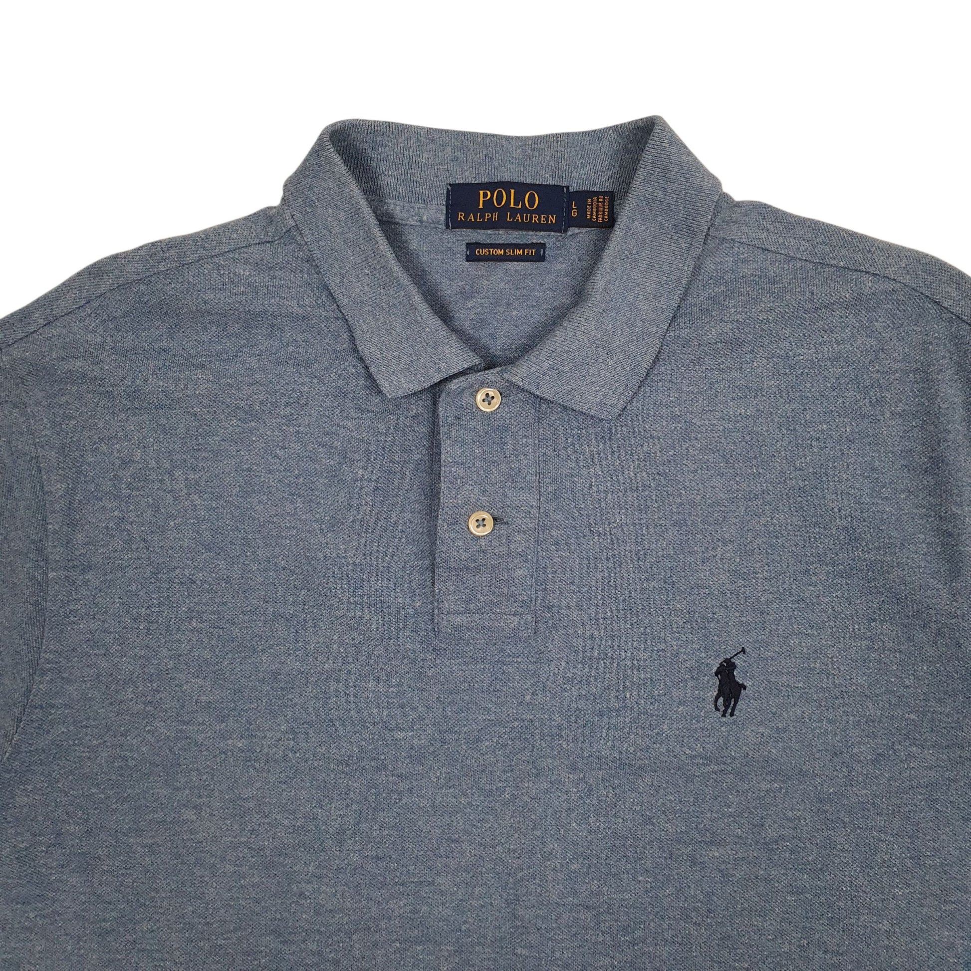 Mens Blue Polo Ralph Lauren Custom Slim Fit  Polo Shirt