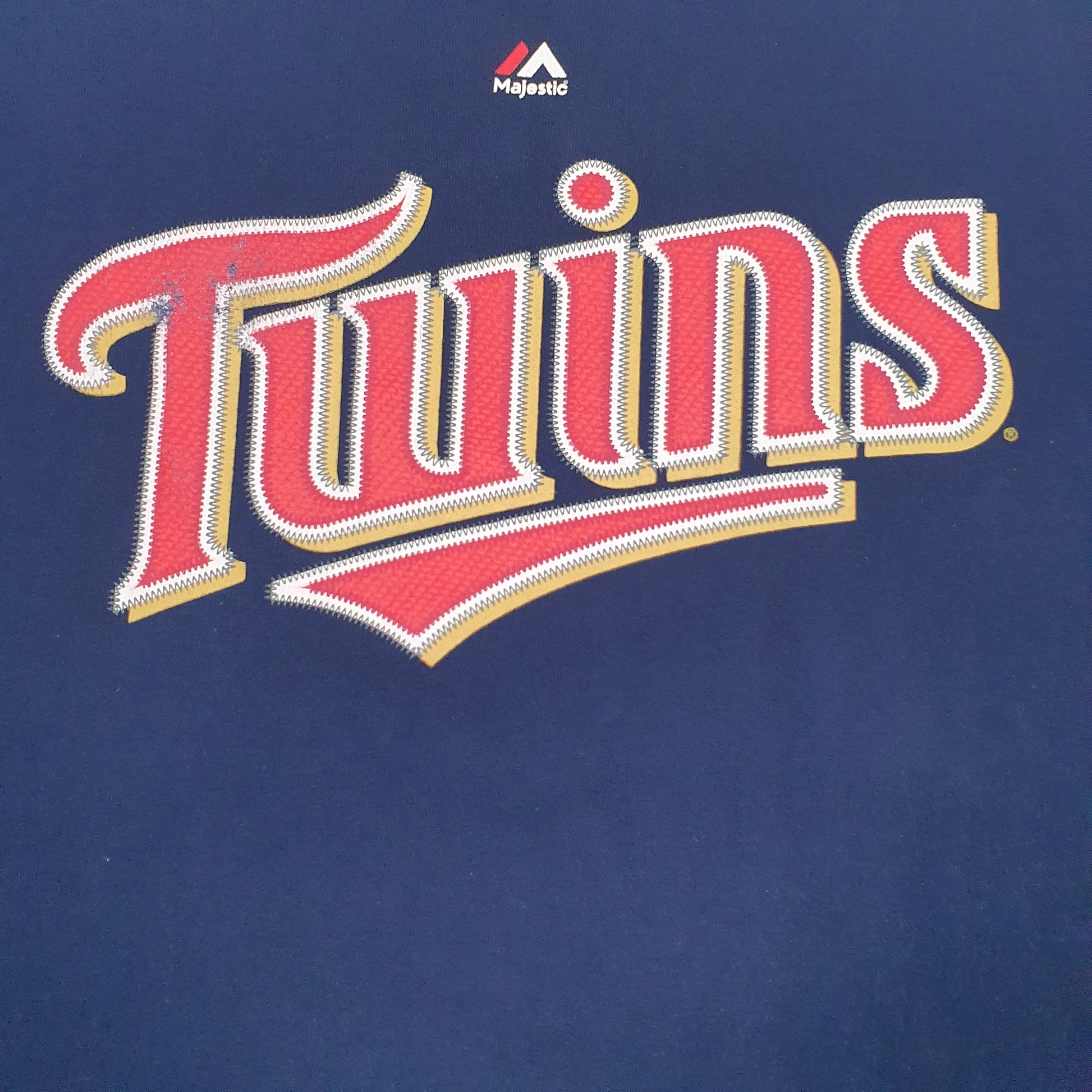 Mens Navy Majestic MLB Minnesota Twins Crewneck T Shirt
