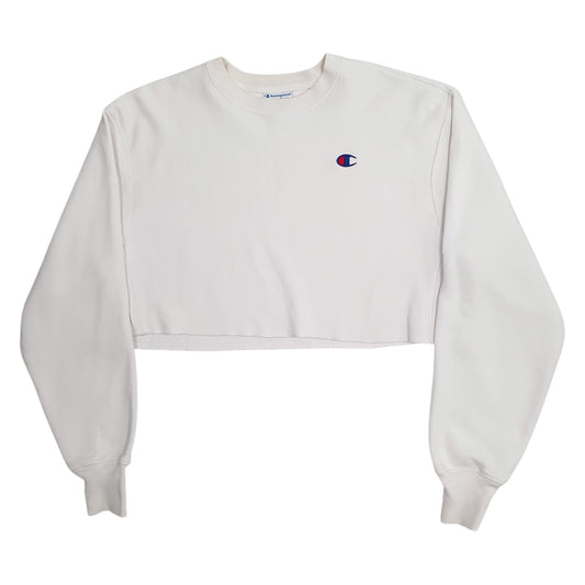 Womens White Champion Reverse Weave Crop Top Crewneck Jumper