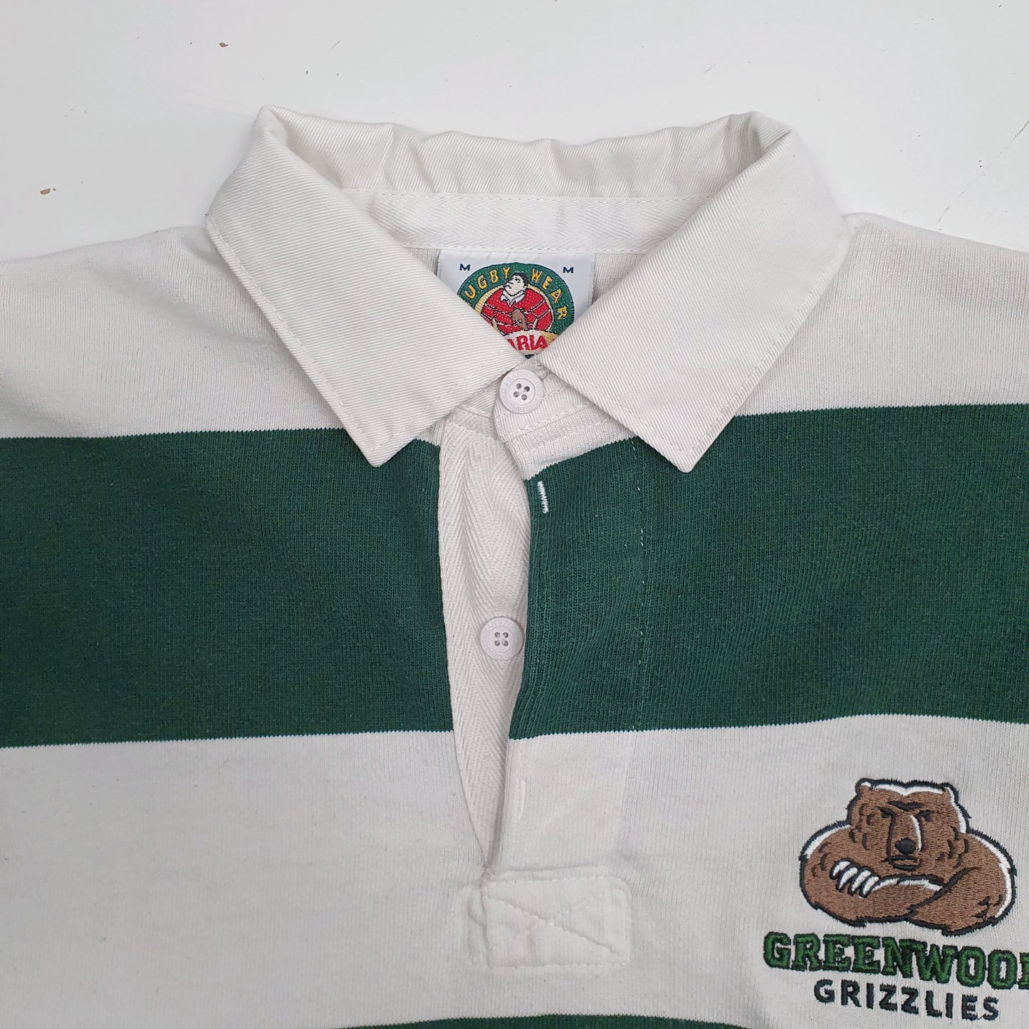 Mens Green Barbarian Greenwood Grizzlies Rugby  Polo Shirt