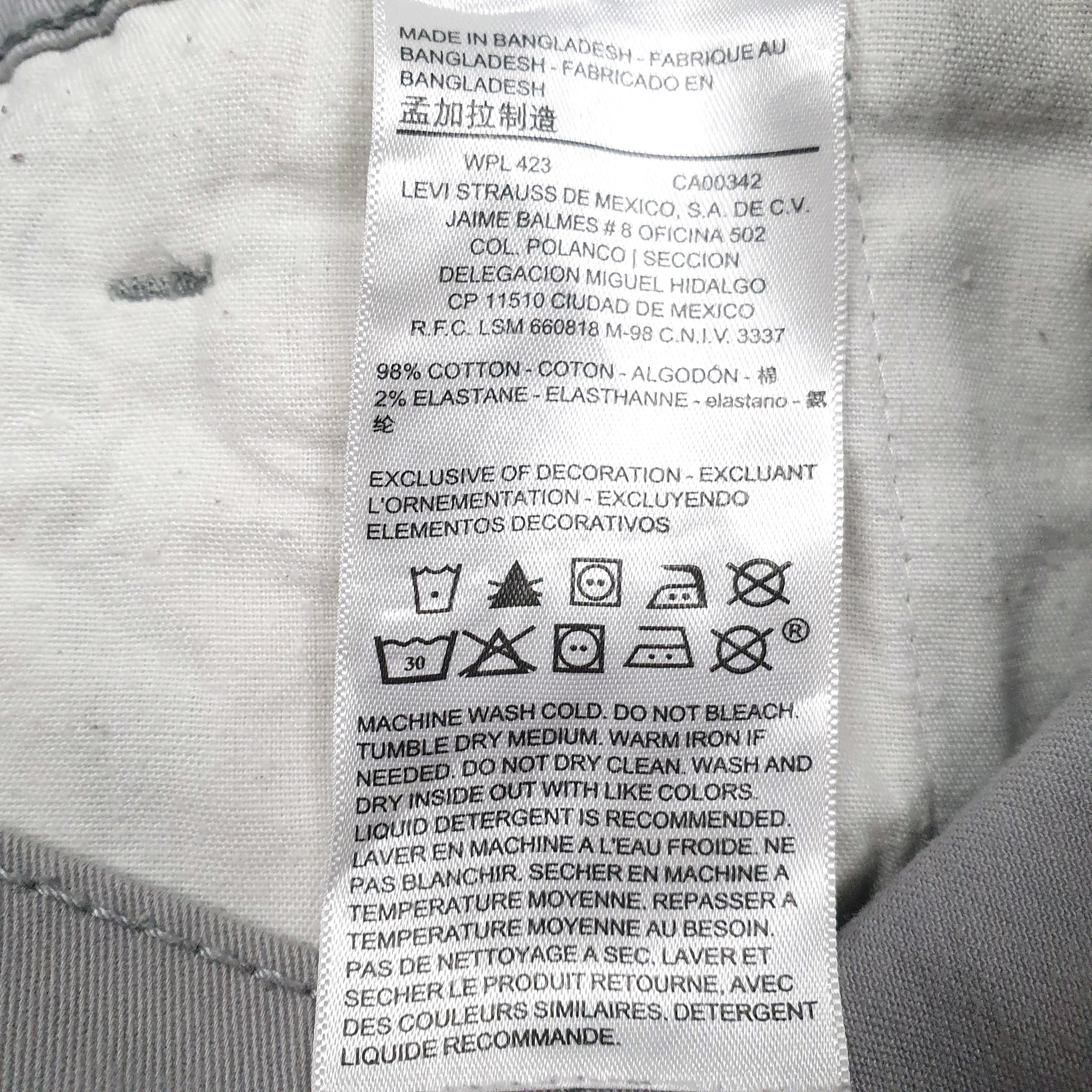 Mens Grey Levis   Trousers