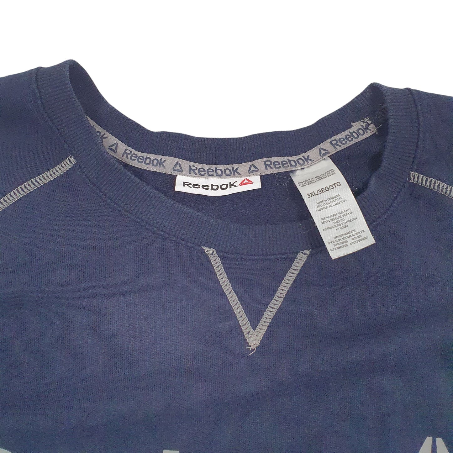 Mens Navy Reebok Spellout Crewneck Jumper
