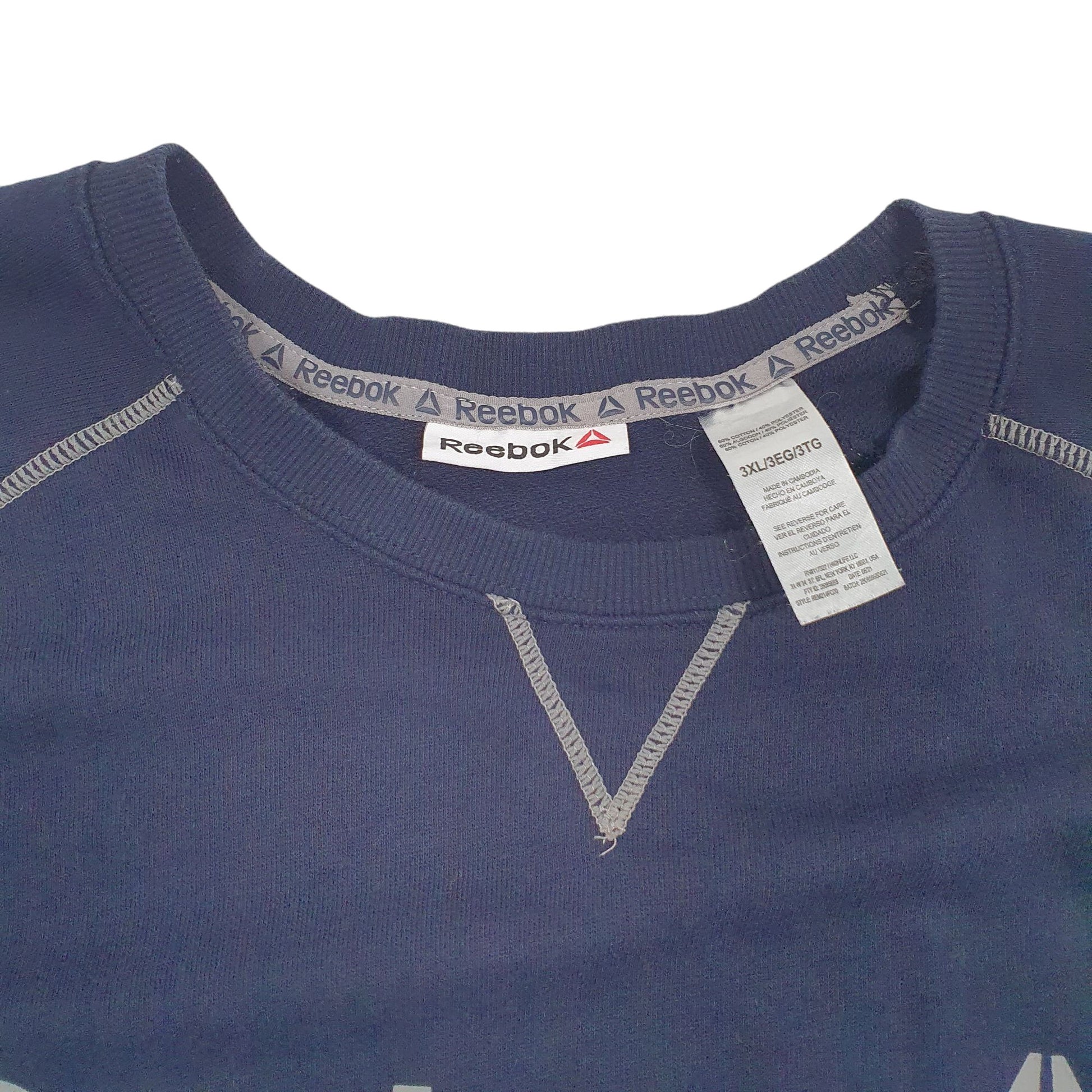 Mens Navy Reebok Spellout Crewneck Jumper
