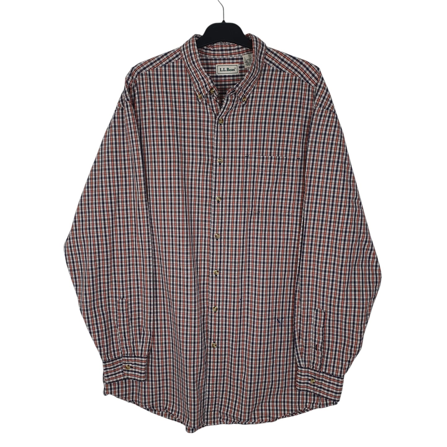 Mens Orange L.L.Bean Vintage 90s Long Sleeve Shirt