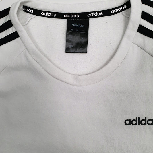 Womens White Adidas  Crewneck Jumper