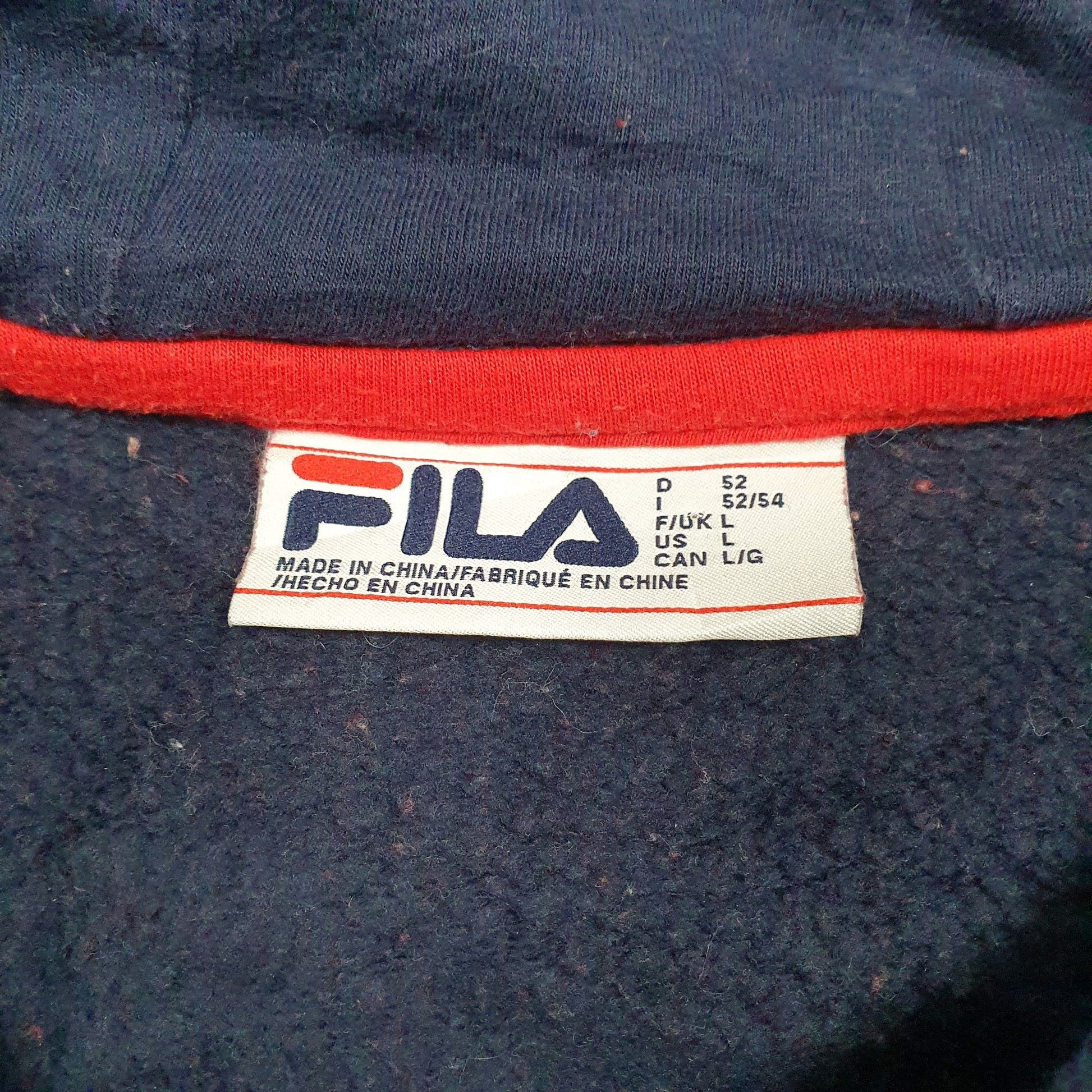 Mens Red Fila Spellout Hoodie Jumper