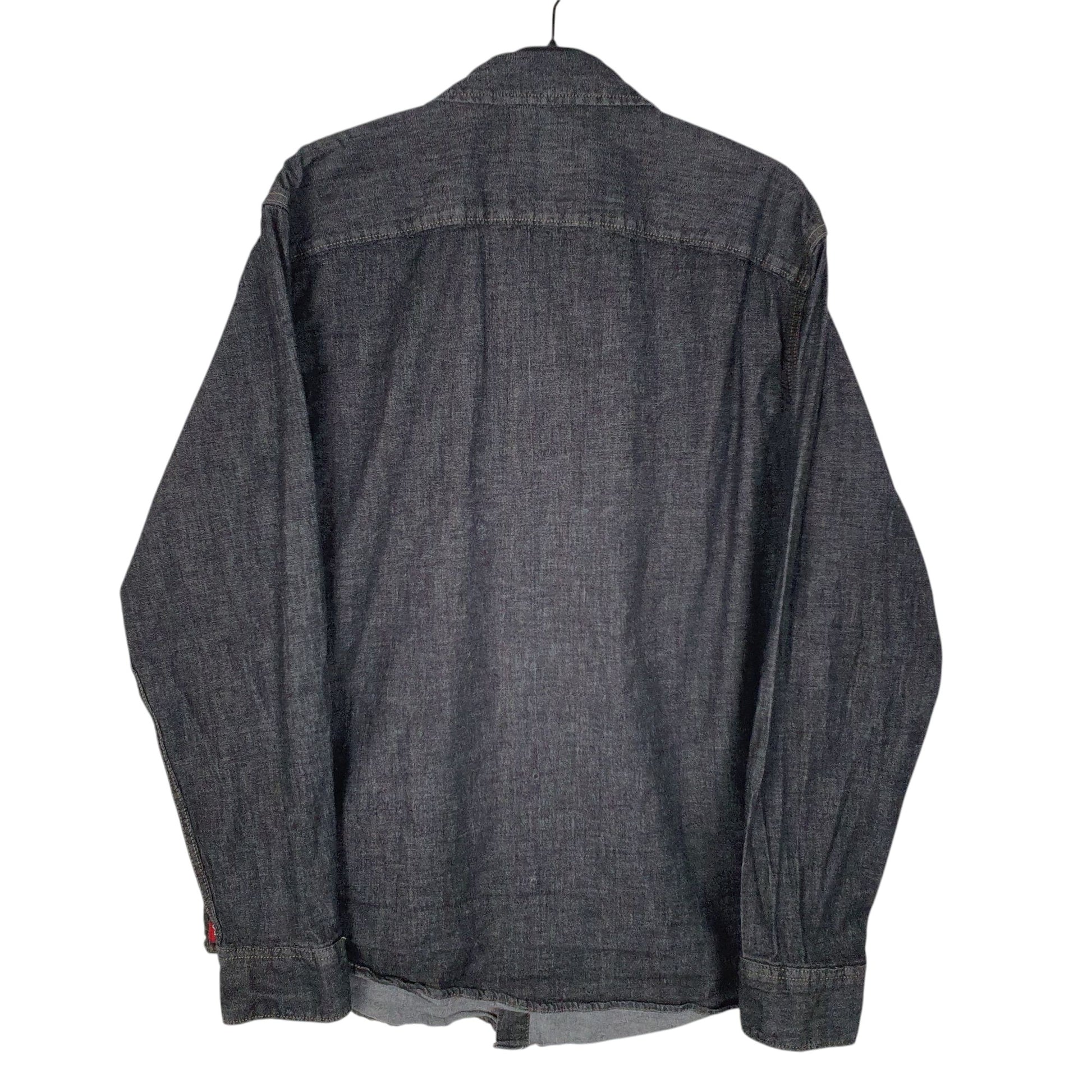 Mens Grey Wrangler Pearl Snap Denim  Shirt