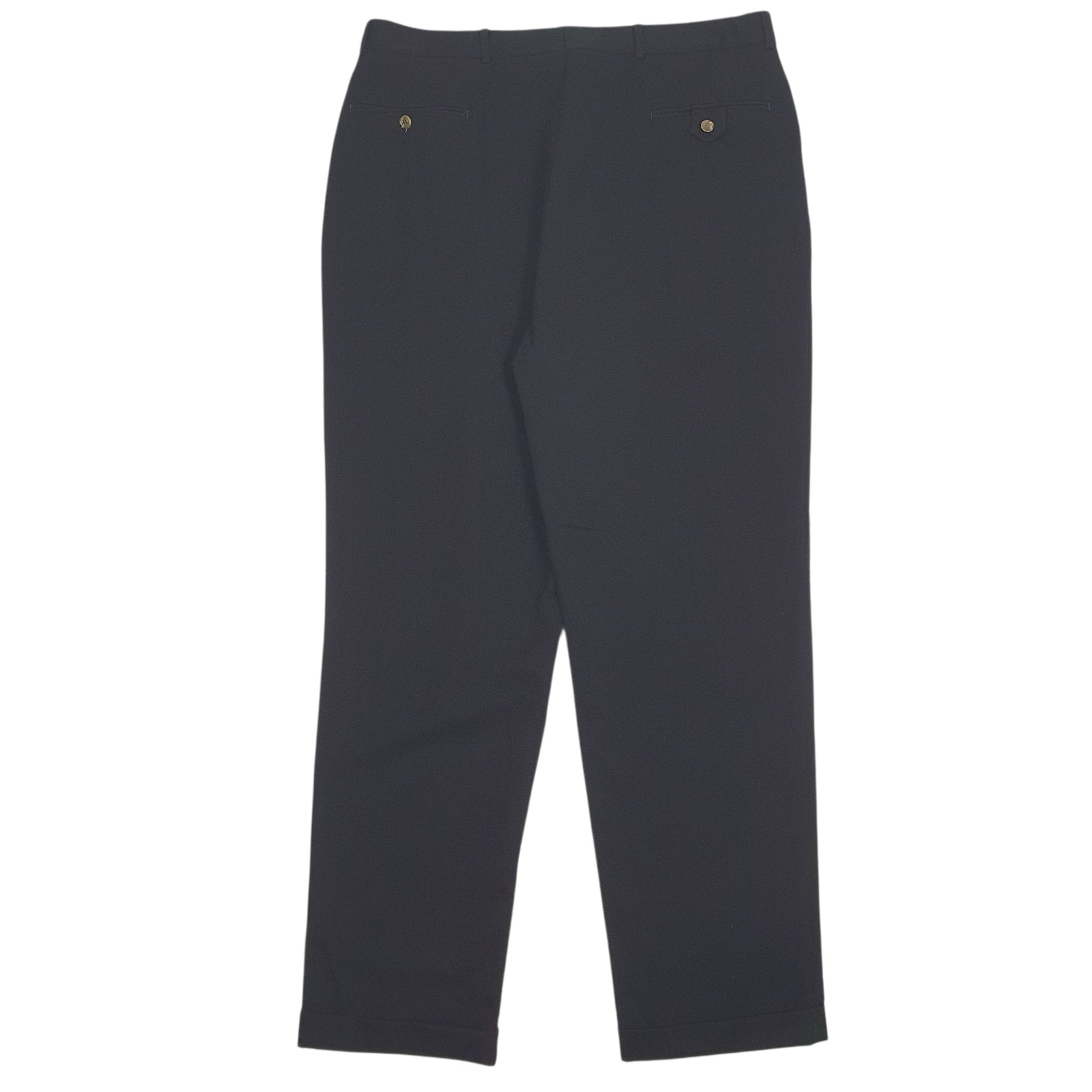 Mens Black Tommy Hilfiger Pleated  Trousers