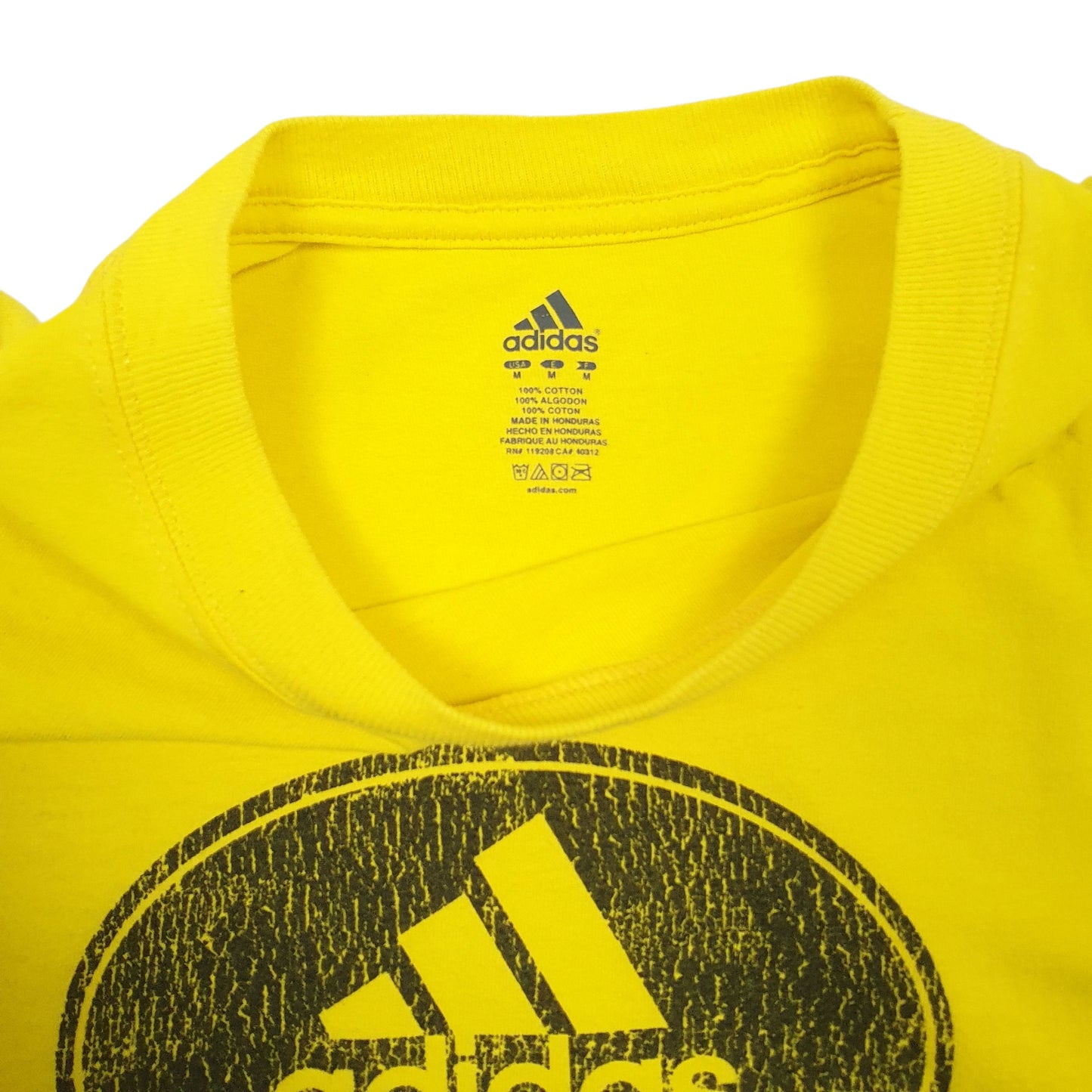 Mens Yellow Adidas Spellout  T Shirt