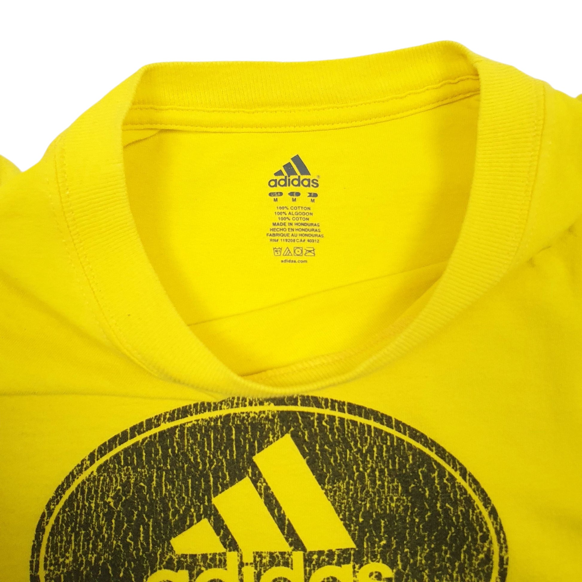 Mens Yellow Adidas Spellout  T Shirt