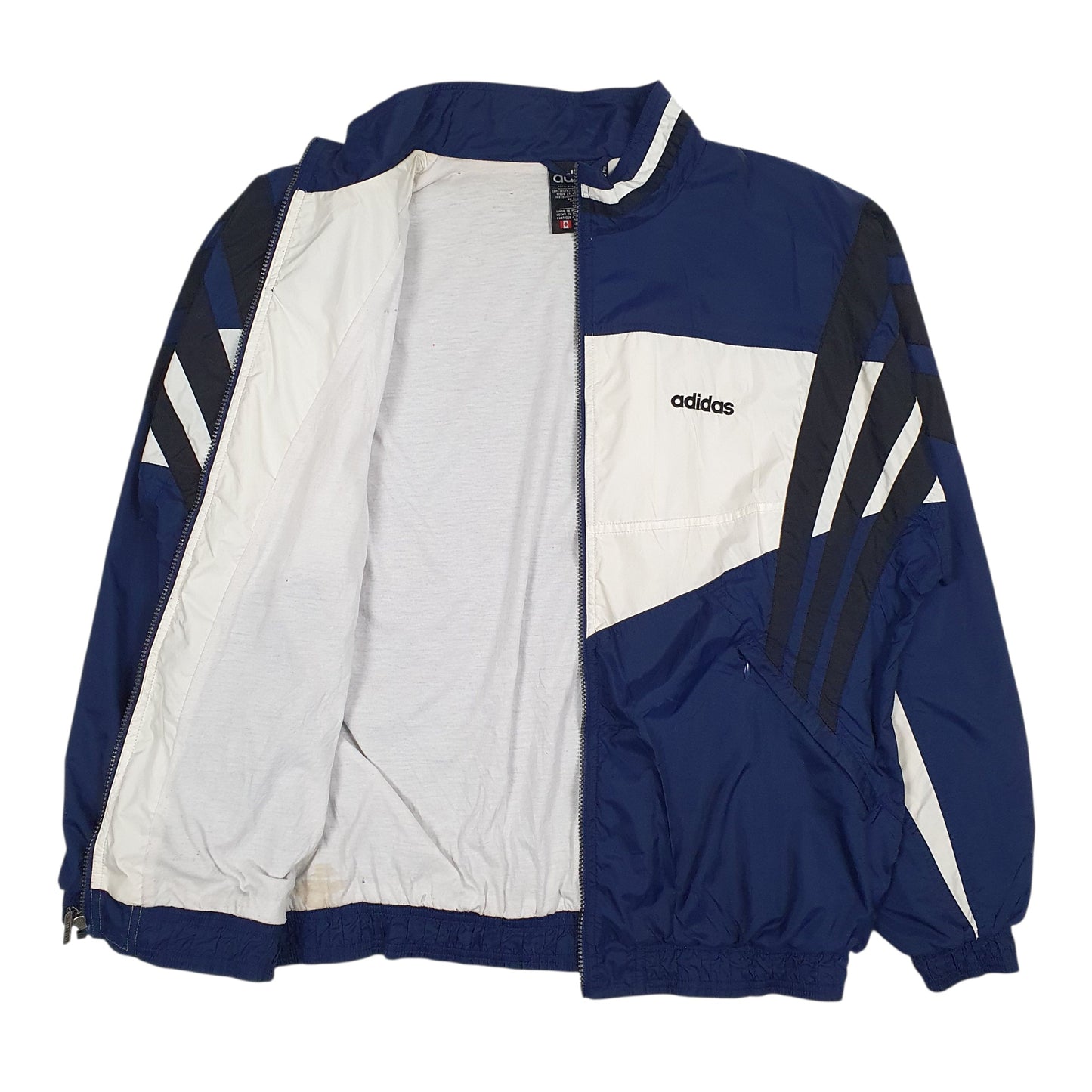 Mens Navy Adidas Vintage 90s Hoodie Coat