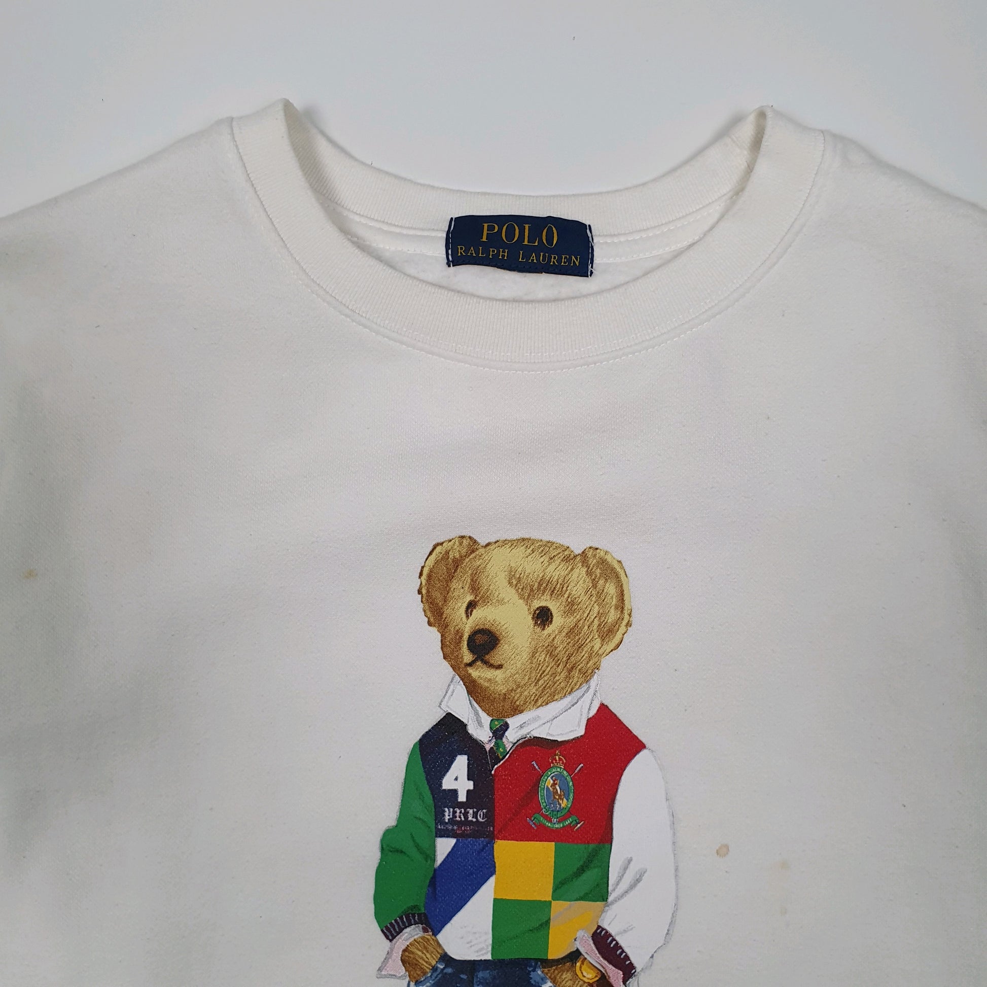 Mens White Polo Ralph Lauren Polo Bear Crewneck Jumper