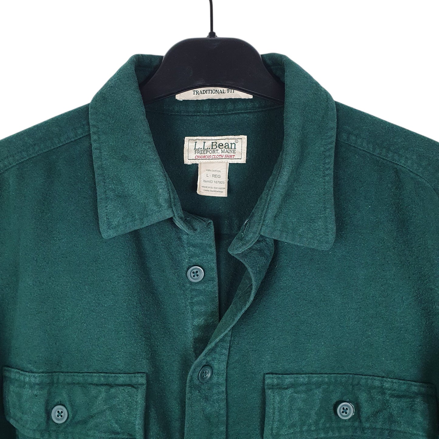 Mens Green L.L.Bean Thick Chamois  Shirt