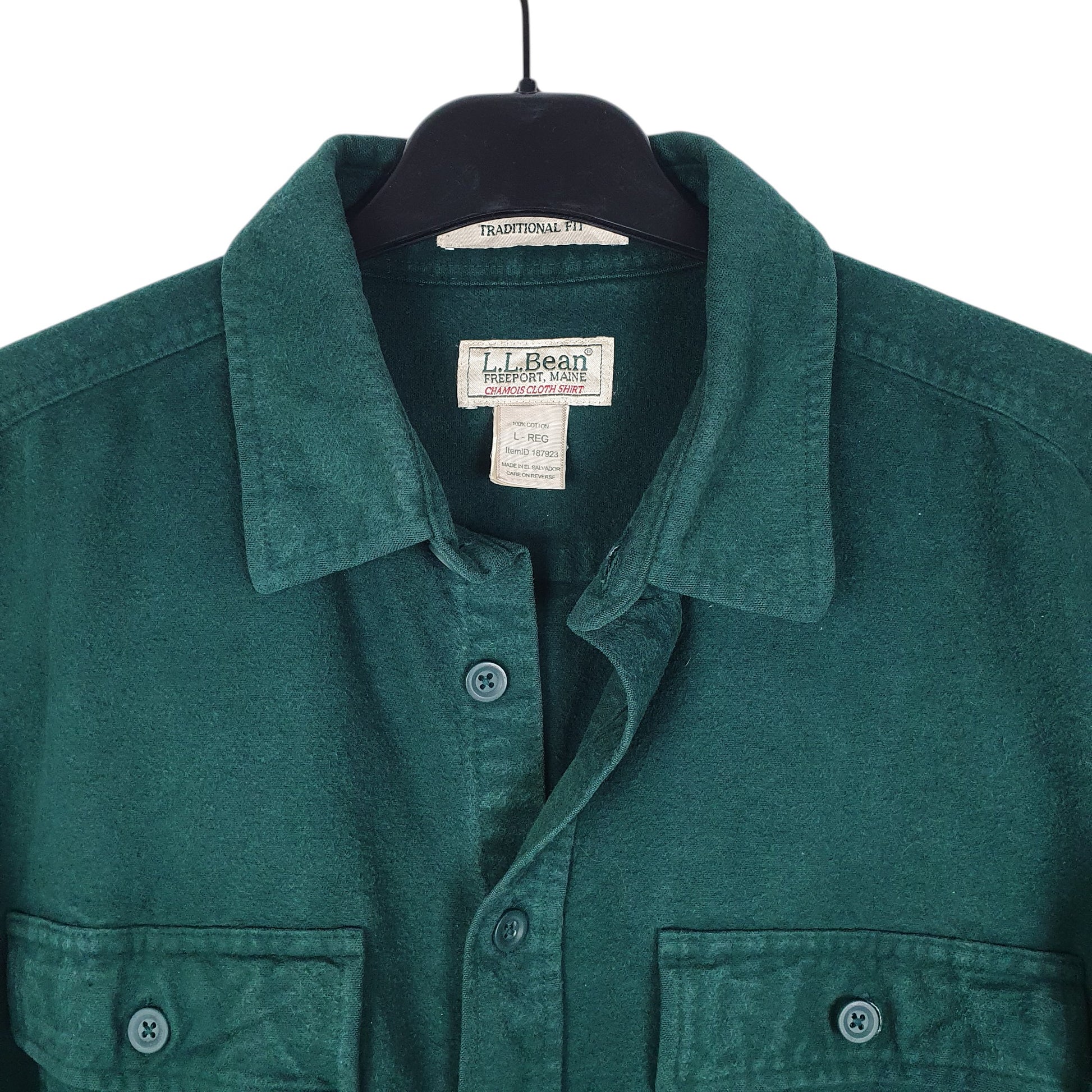 Mens Green L.L.Bean Thick Chamois  Shirt