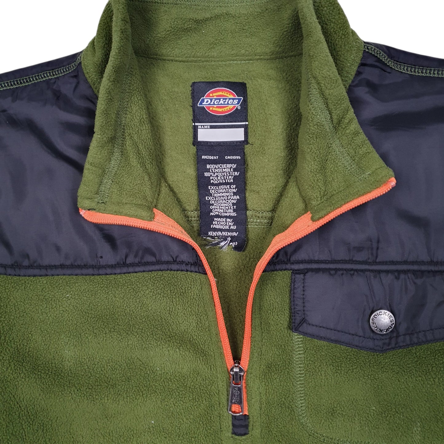 Mens Green Dickies  Quarter Zip Jumper