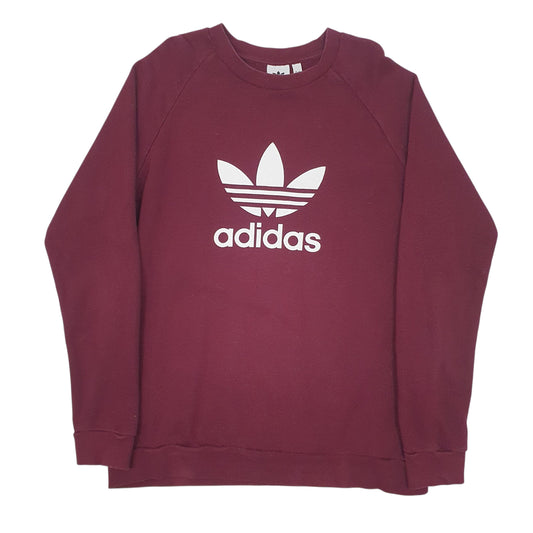 Mens Burgundy Adidas Spellout Crewneck Jumper