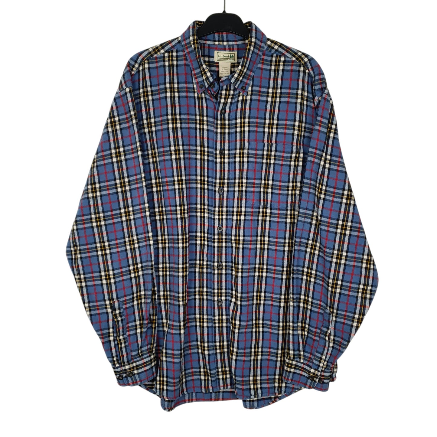 Mens Blue L.L.Bean Thick Flannel Long Sleeve Shirt