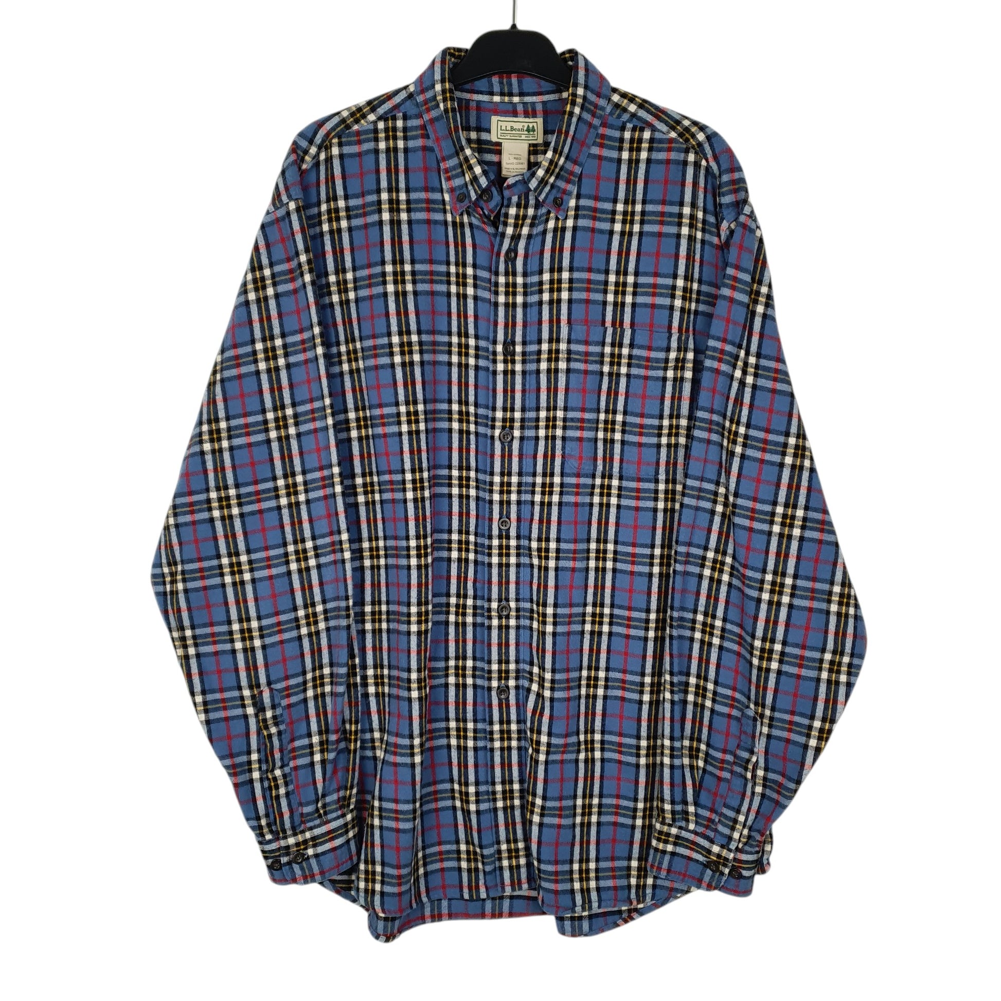 Mens Blue L.L.Bean Thick Flannel Long Sleeve Shirt