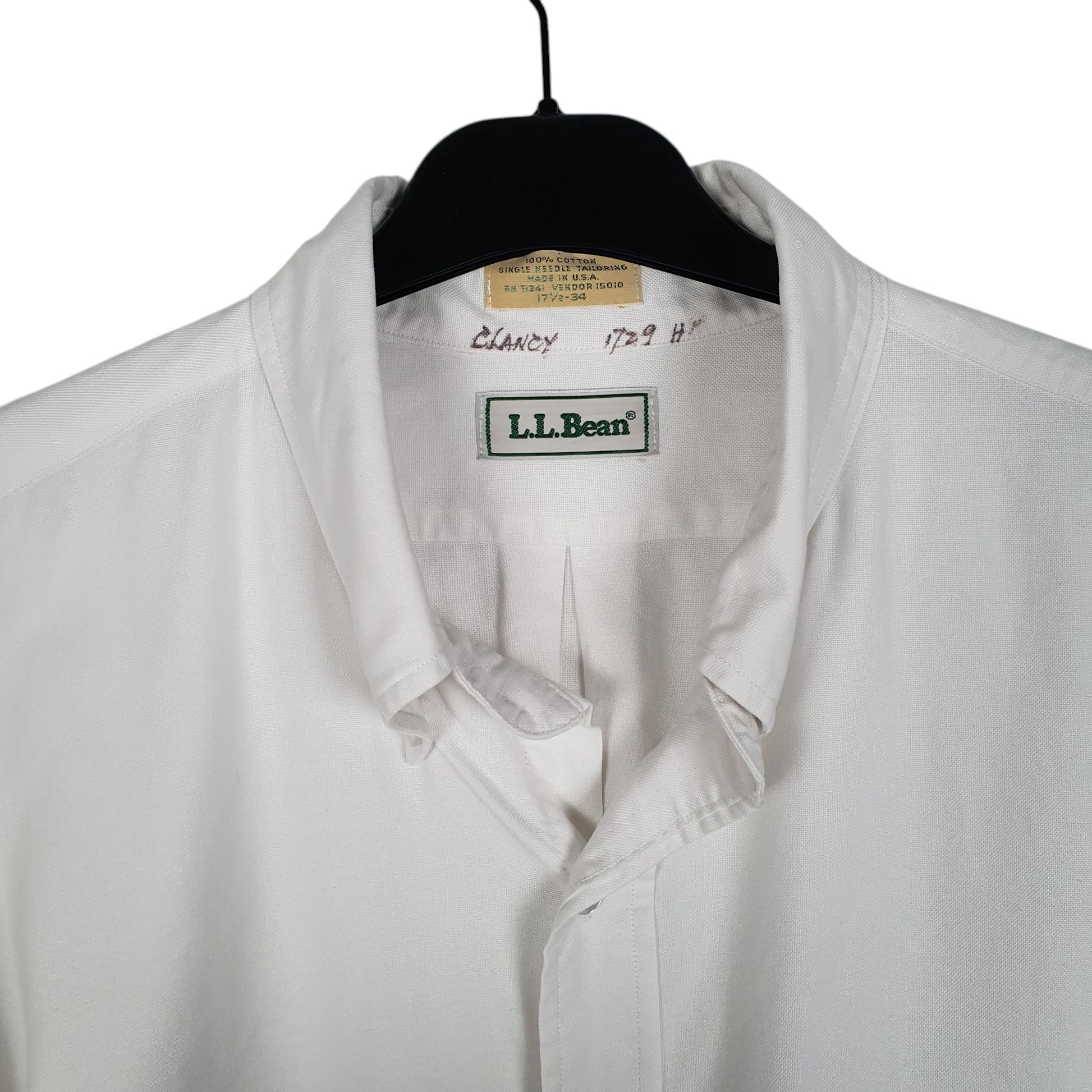 Mens White L.L.Bean Vintage 90s Made In USA  Shirt