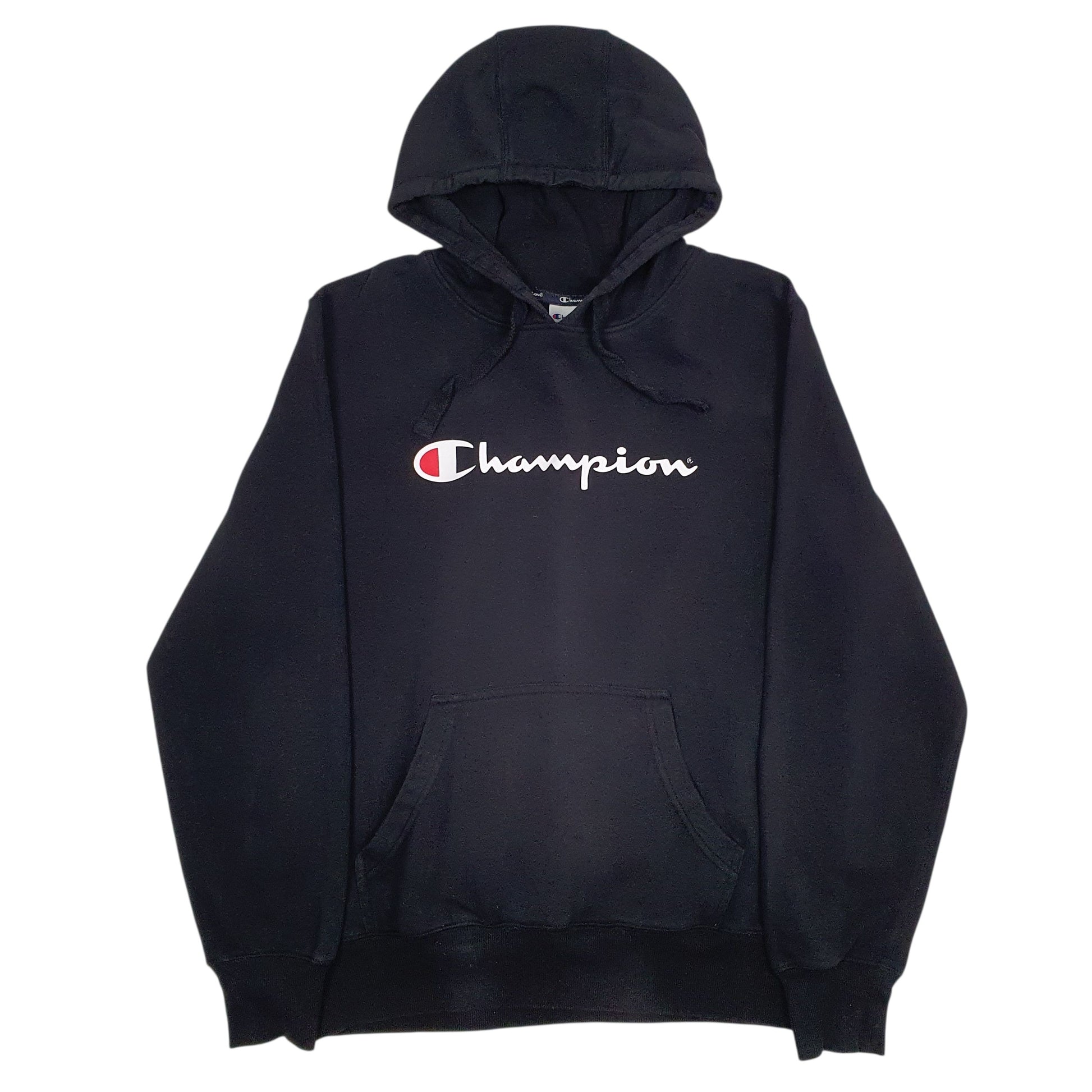 Mens Black Champion Spellout Hoodie Jumper