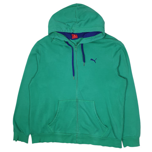 Mens Green Puma Hoodie Full Zip Jumper