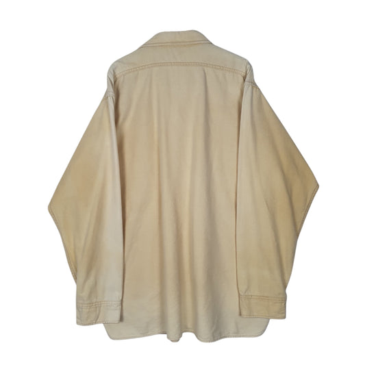Mens Cream Woolrich Vintage 1980s Thick Chamois  Shirt