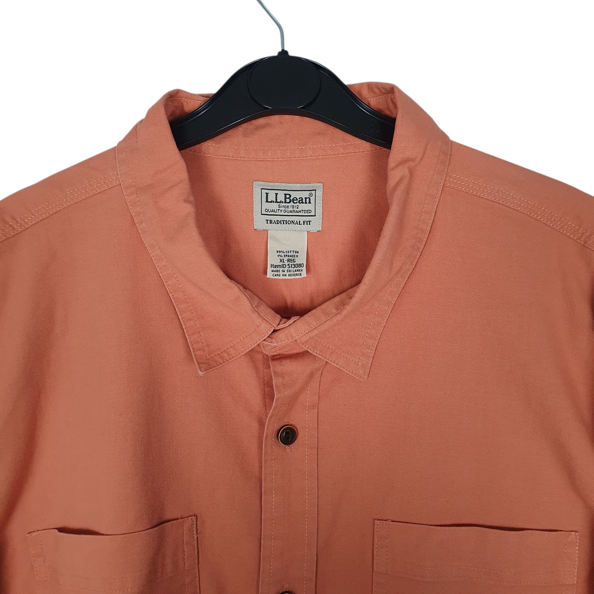 Mens Orange L.L.Bean Canvas Stretch  Shirt