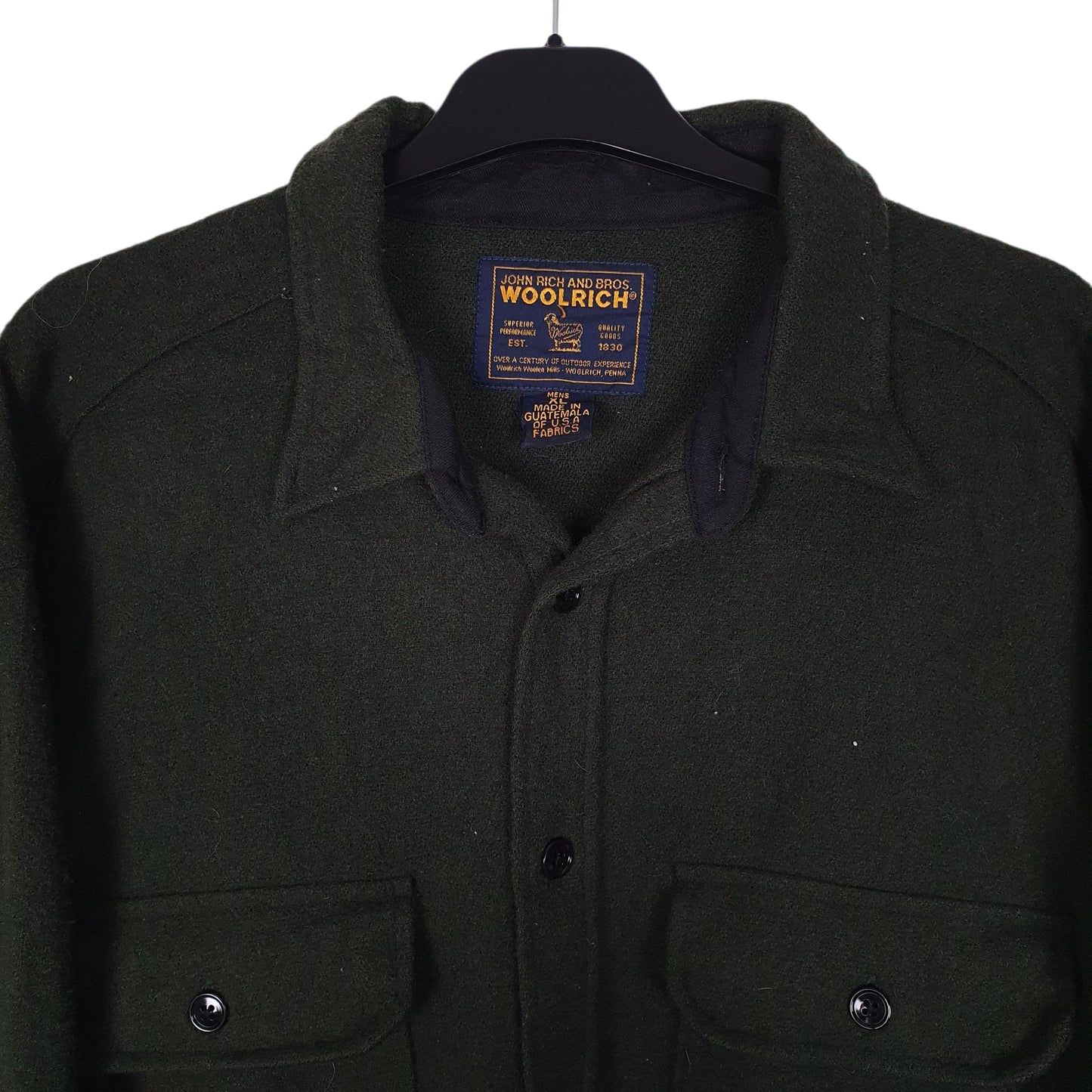 Mens Green Woolrich Thick  Shirt