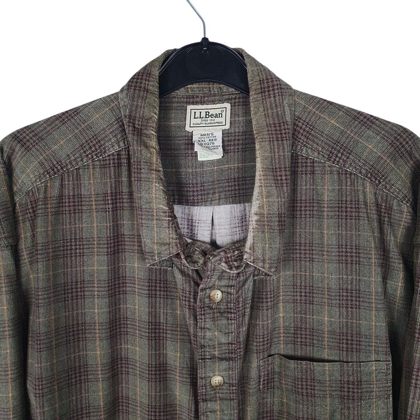 Mens Green L.L.Bean Corduroy  Shirt