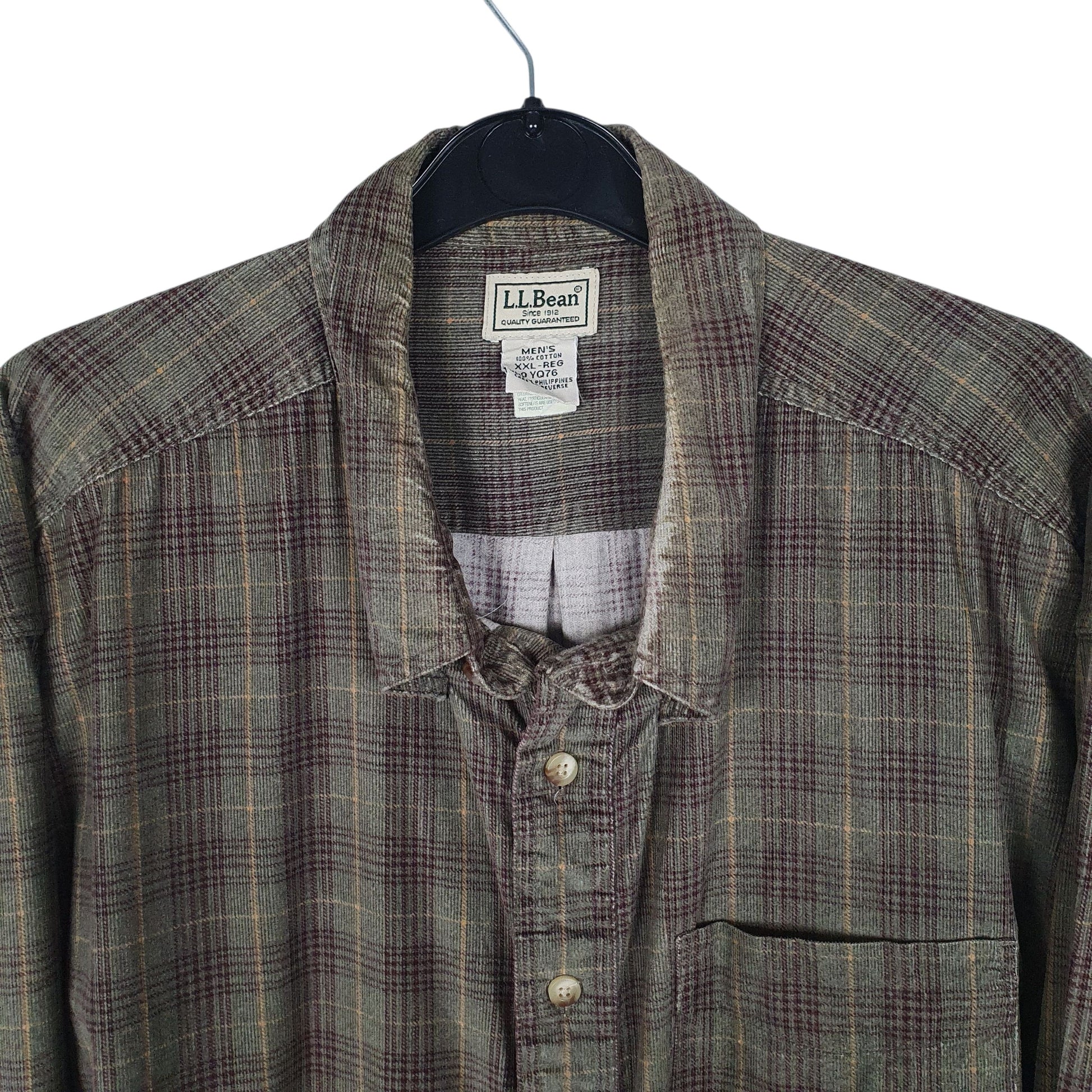 Mens Green L.L.Bean Corduroy  Shirt