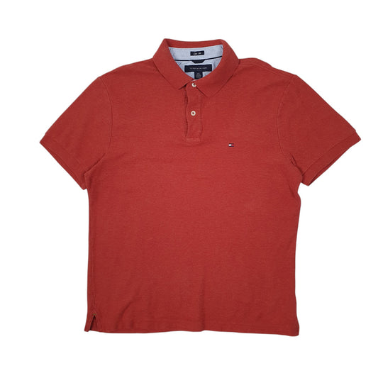 Mens Orange Tommy Hilfiger Slim Fit Short Sleeve Polo Shirt