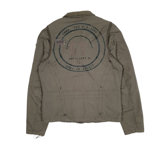 Mens Green Stegol Military Bomber  Coat