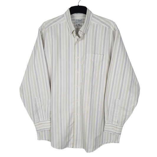 Mens White L.L.Bean  Long Sleeve Shirt