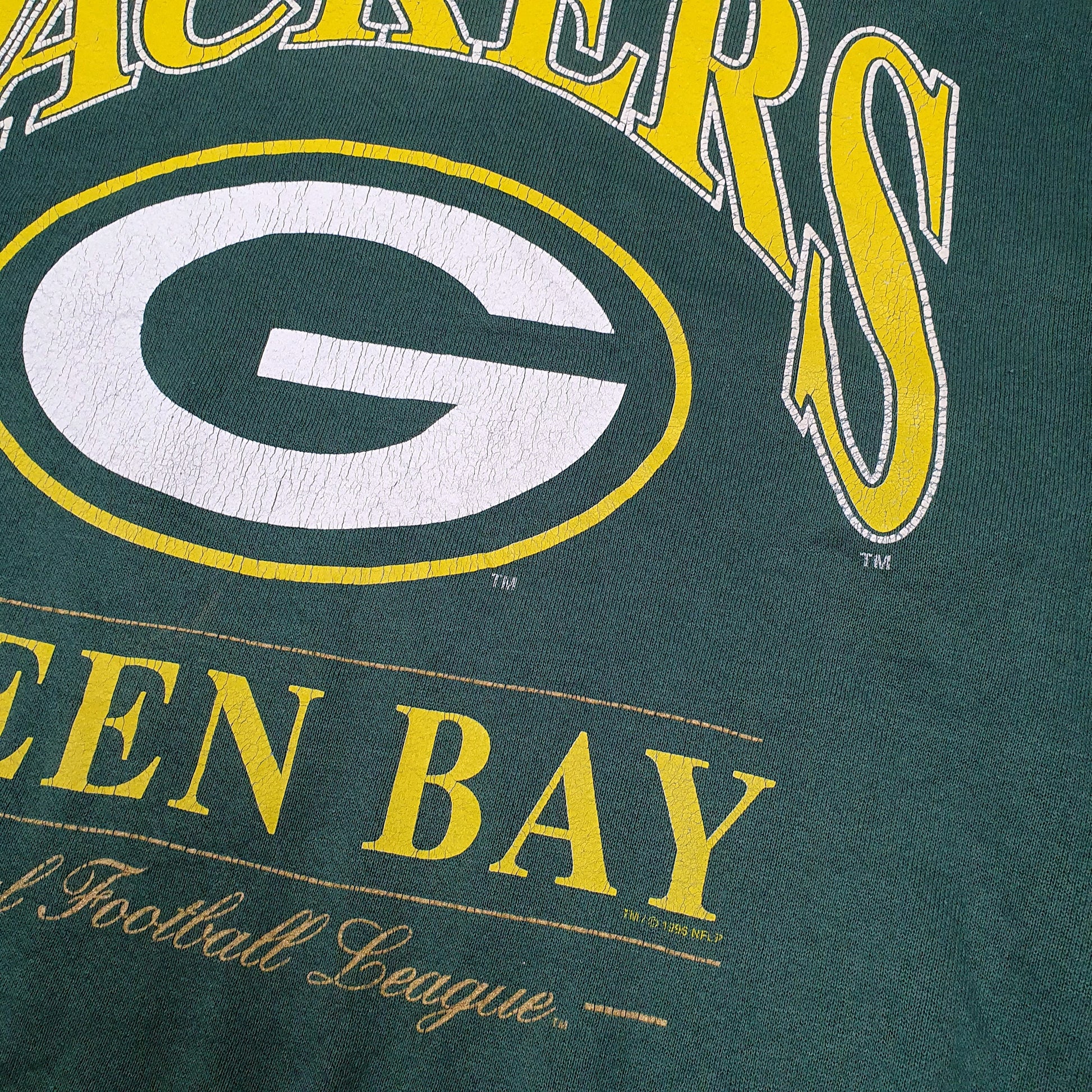 Mens Green Lee Sport Green Bay Packers NFL Nutmeg Mills Vintage 90s Crewneck Jumper