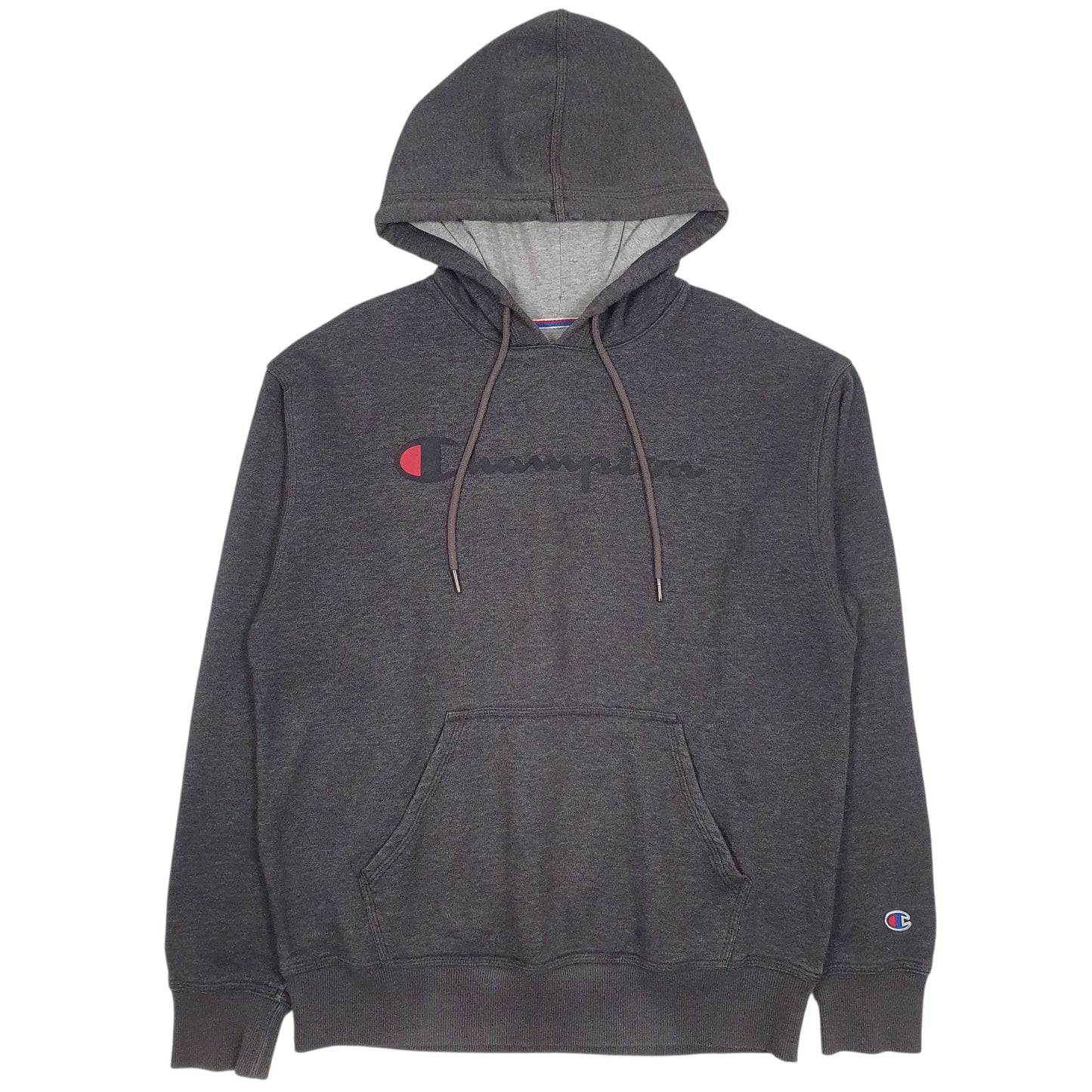 Mens Grey Champion Spellout Hoodie Jumper