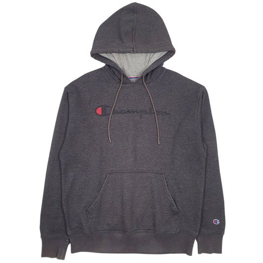 Mens Grey Champion Spellout Hoodie Jumper