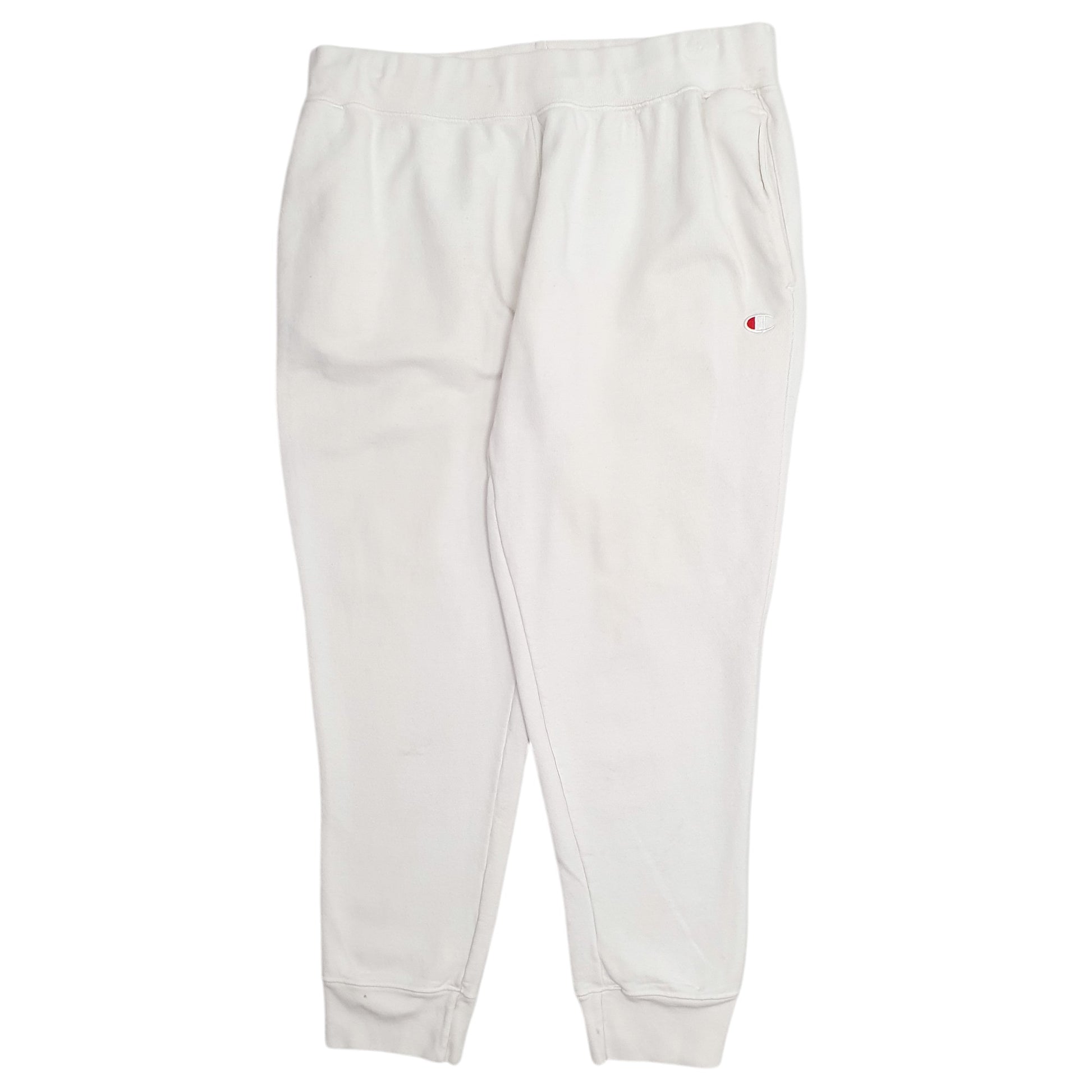 Mens White Champion Reverse Weave Jogger Trousers