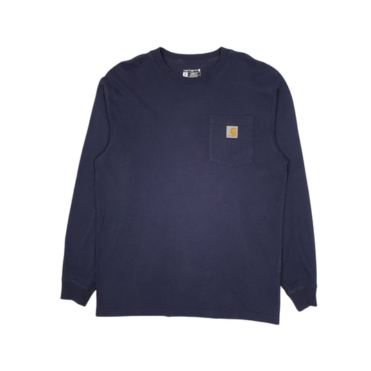Mens Navy Carhartt  Long Sleeve T Shirt