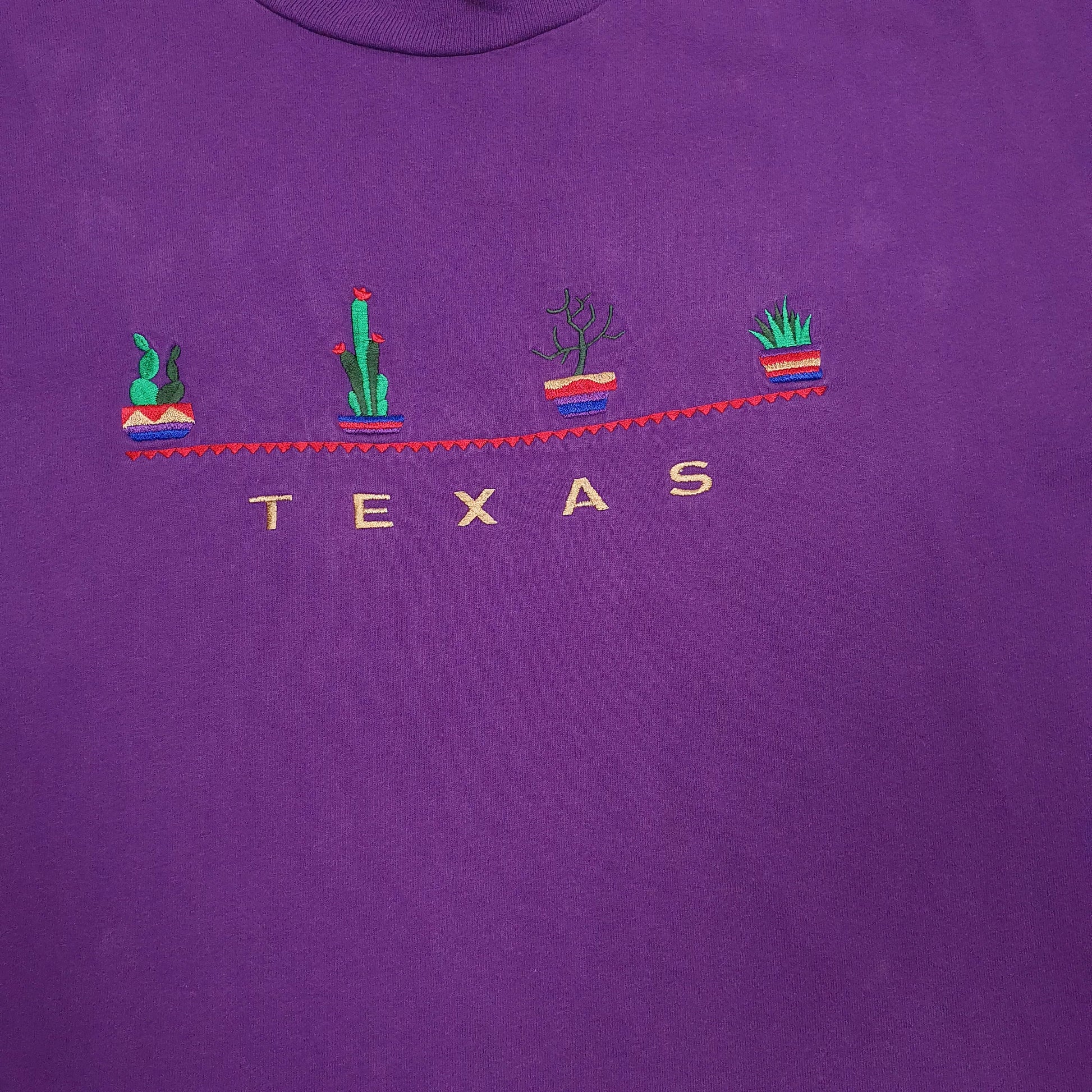Mens Purple Anvil Single Stitch Vintage 90s Texas  T Shirt