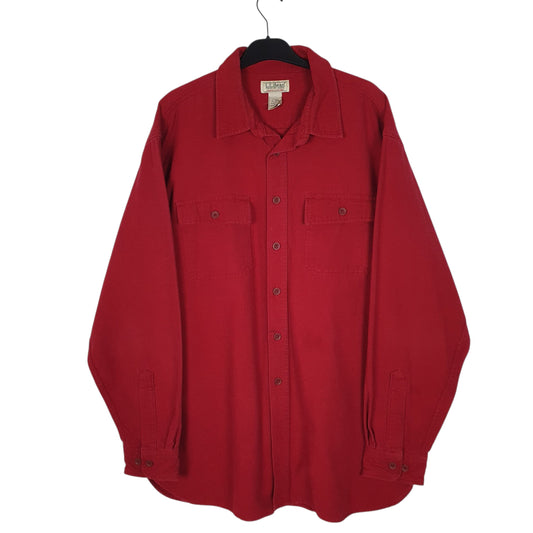 Mens Red L.L.Bean Thick Chamois Long Sleeve Shirt