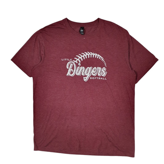 Mens Burgundy Gildan Dingers Softball Short Sleeve T Shirt
