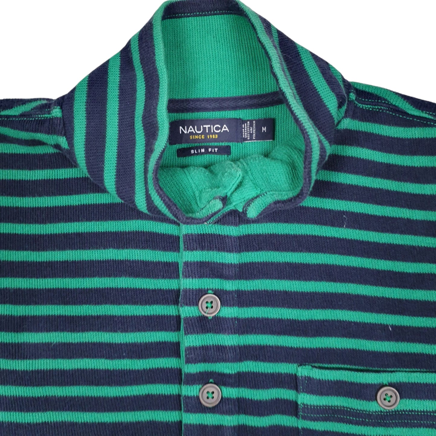 Mens Green Nautica Polo Shirt Quarter Zip Jumper