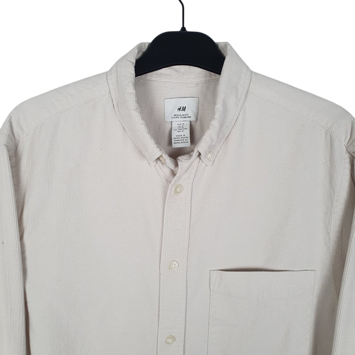 Mens Cream H&M Corduroy  Shirt